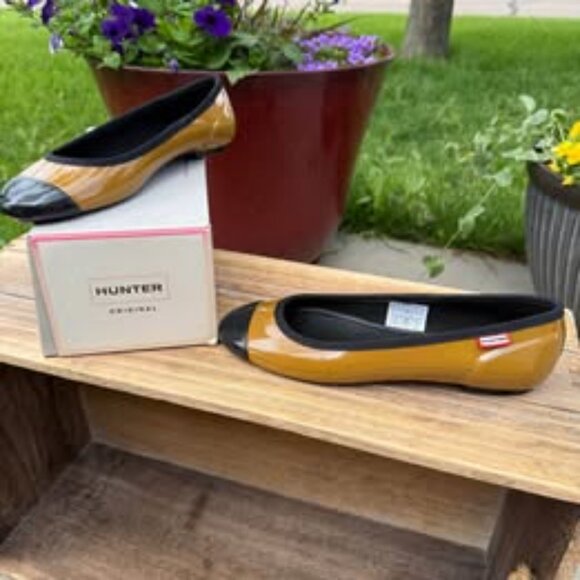 NEW HUNTER ORIGINAL Adorable Mustard & Black Ballet Flats - Size 5 - Picture 7 of 10